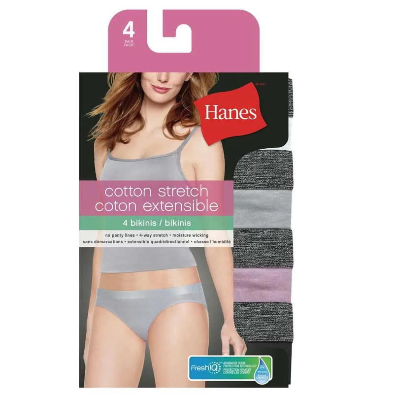 Hanes Ladies Cotton Stretch Bikini 4pk