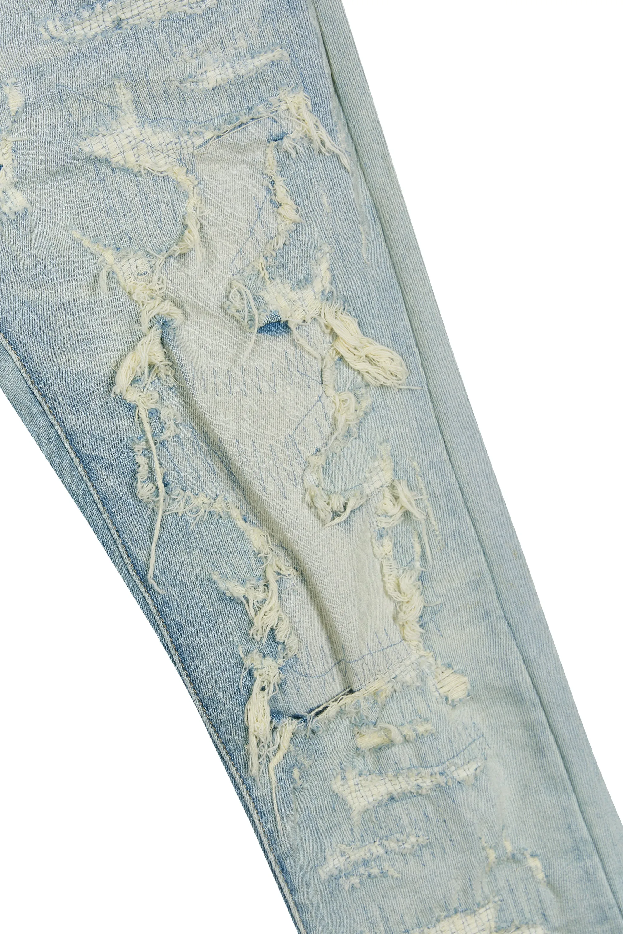 Heavy Distressed Jeans - Elm Blue