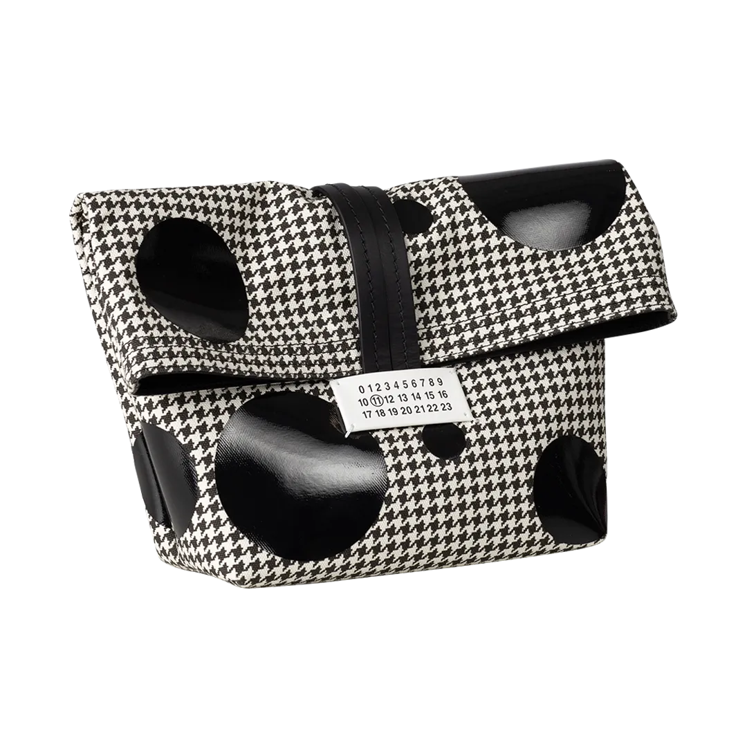 Houndstooth Circle Patent Clutch Bag