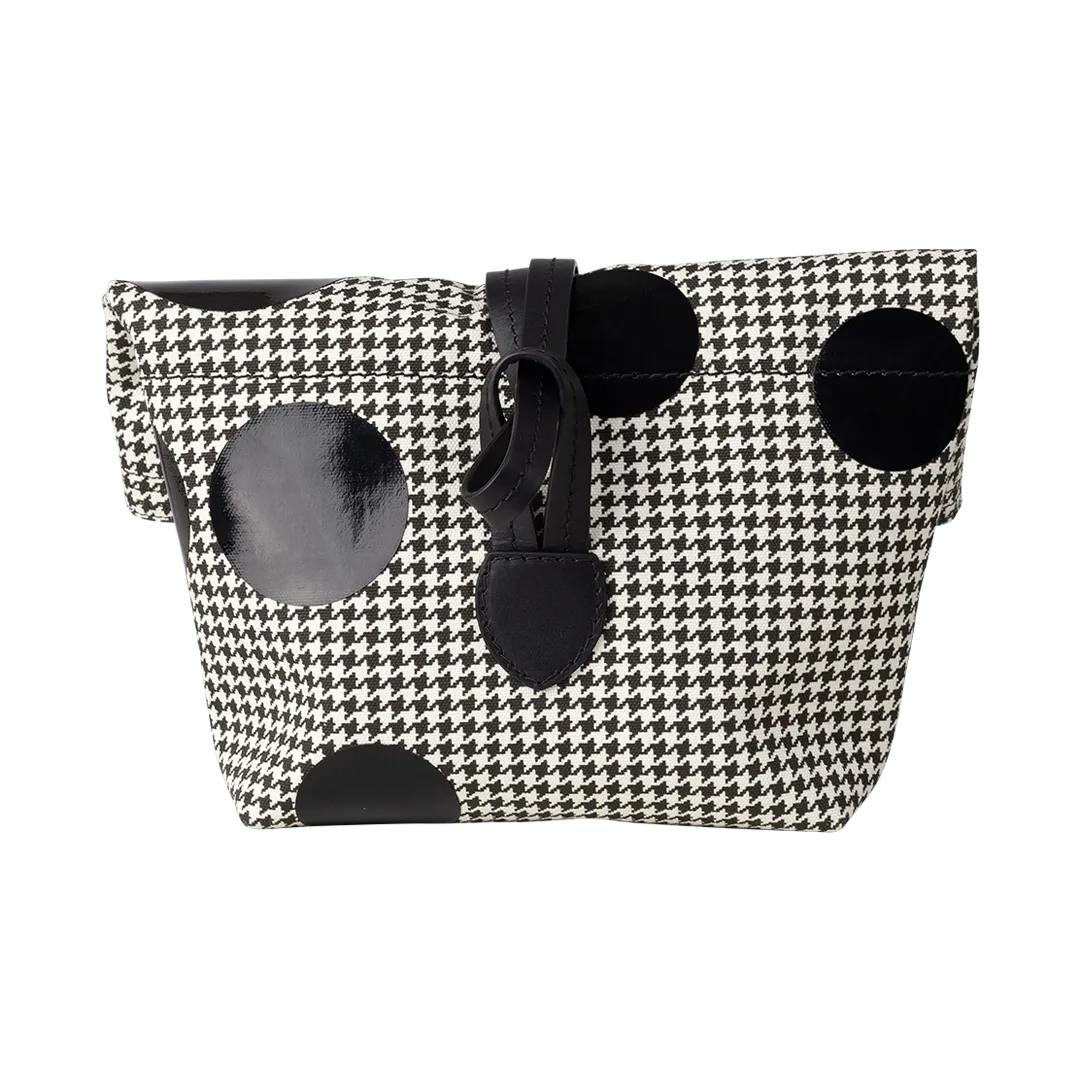 Houndstooth Circle Patent Clutch Bag