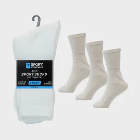 Kids 3 Pack White Sports Socks