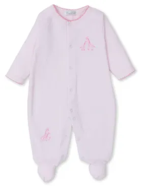 Kissy Kissy Velour Footie in Pink Giraffe Glee