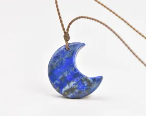 Lapis Lazuli - Stone Crescent Necklace