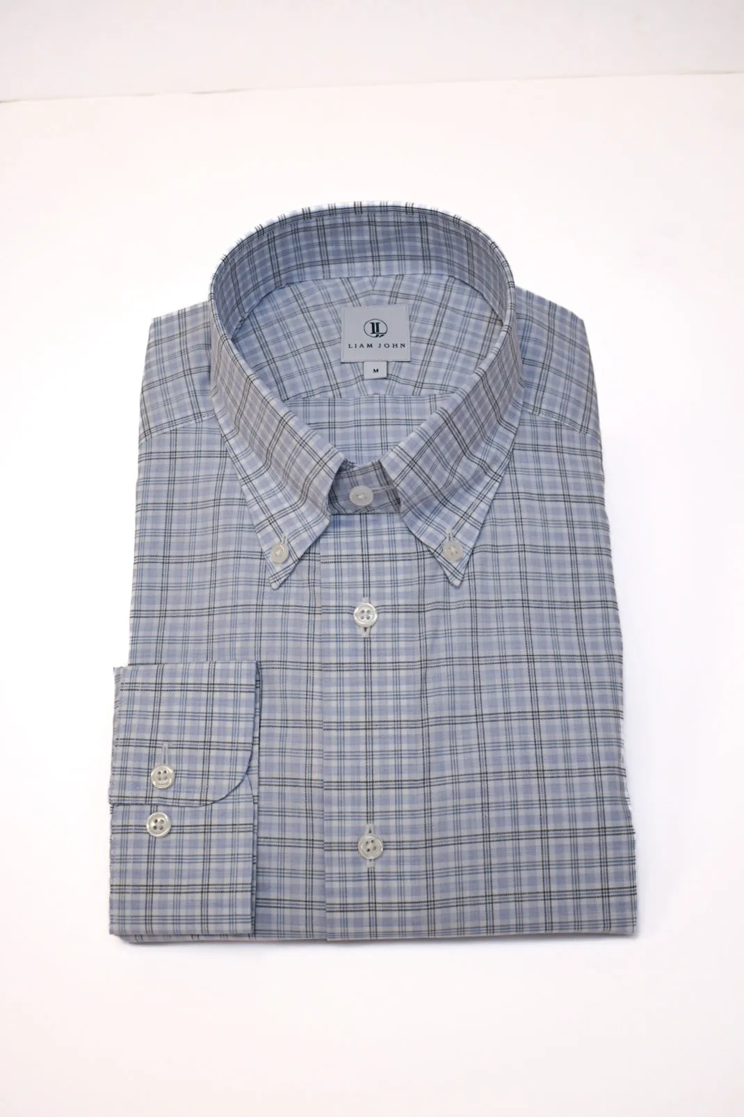 Liam John Blue and Navy Plaid Sport Shirt