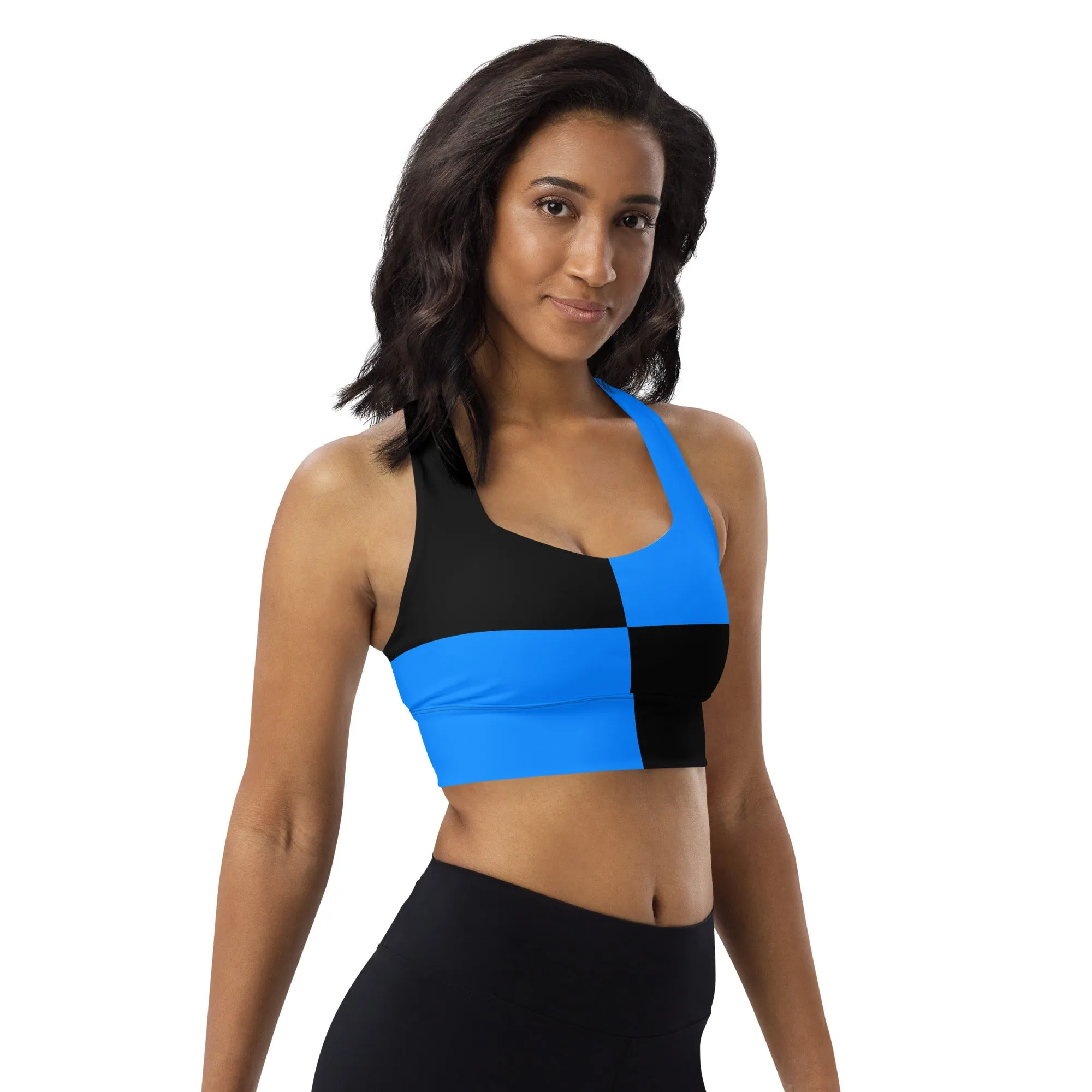 Longline sports bra Blue Checker