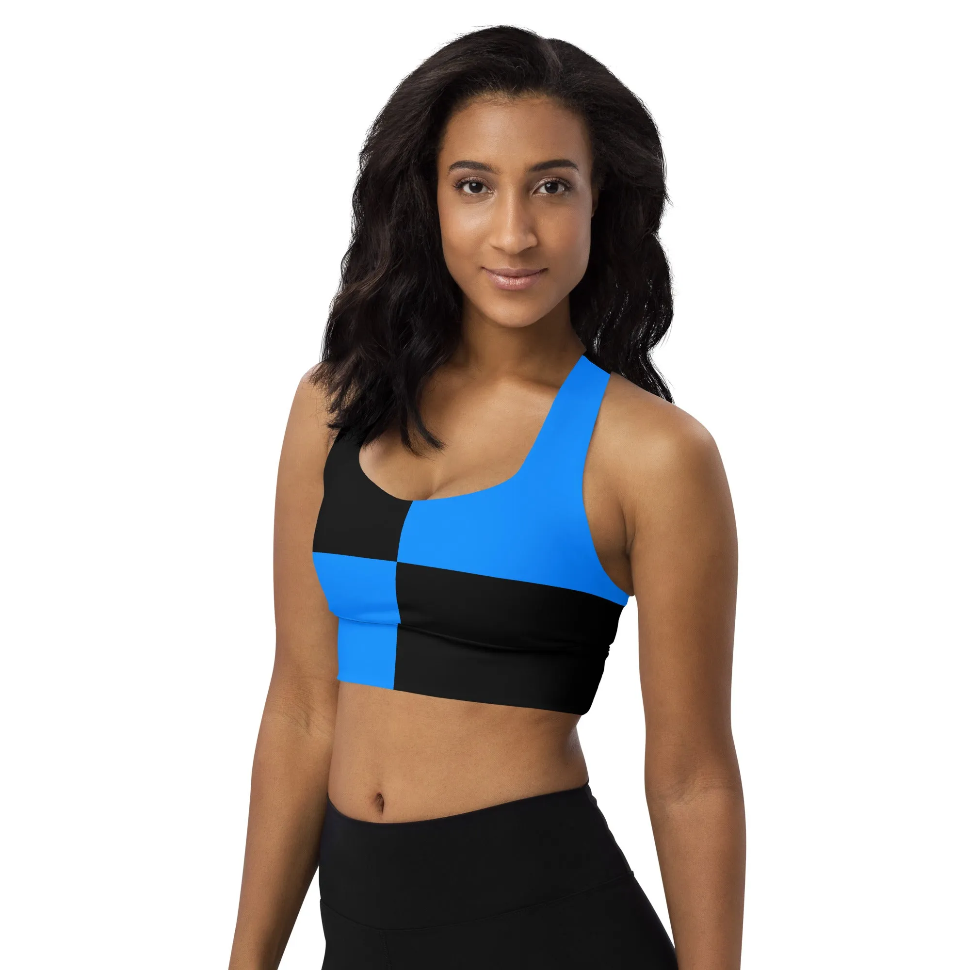 Longline sports bra Blue Checker