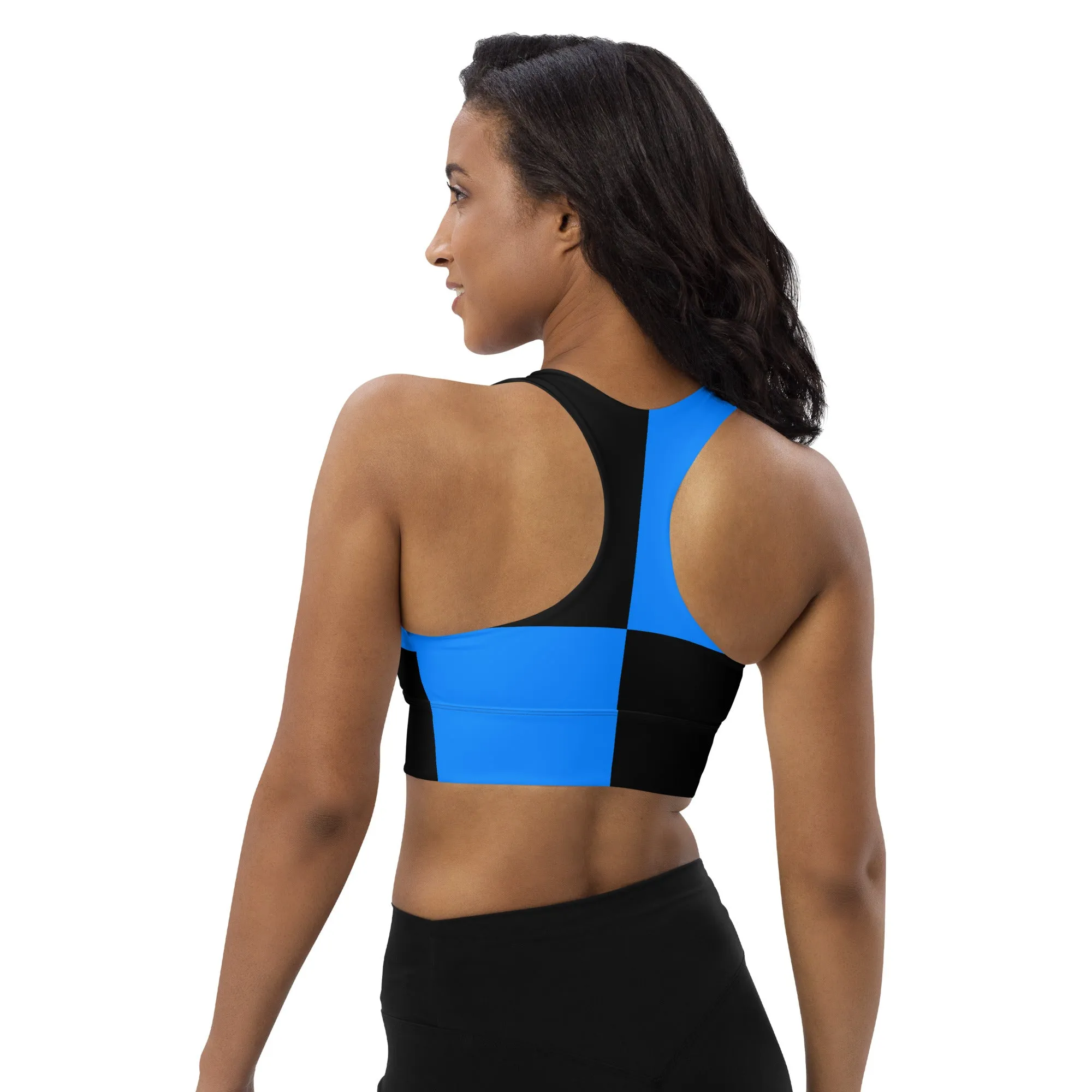 Longline sports bra Blue Checker