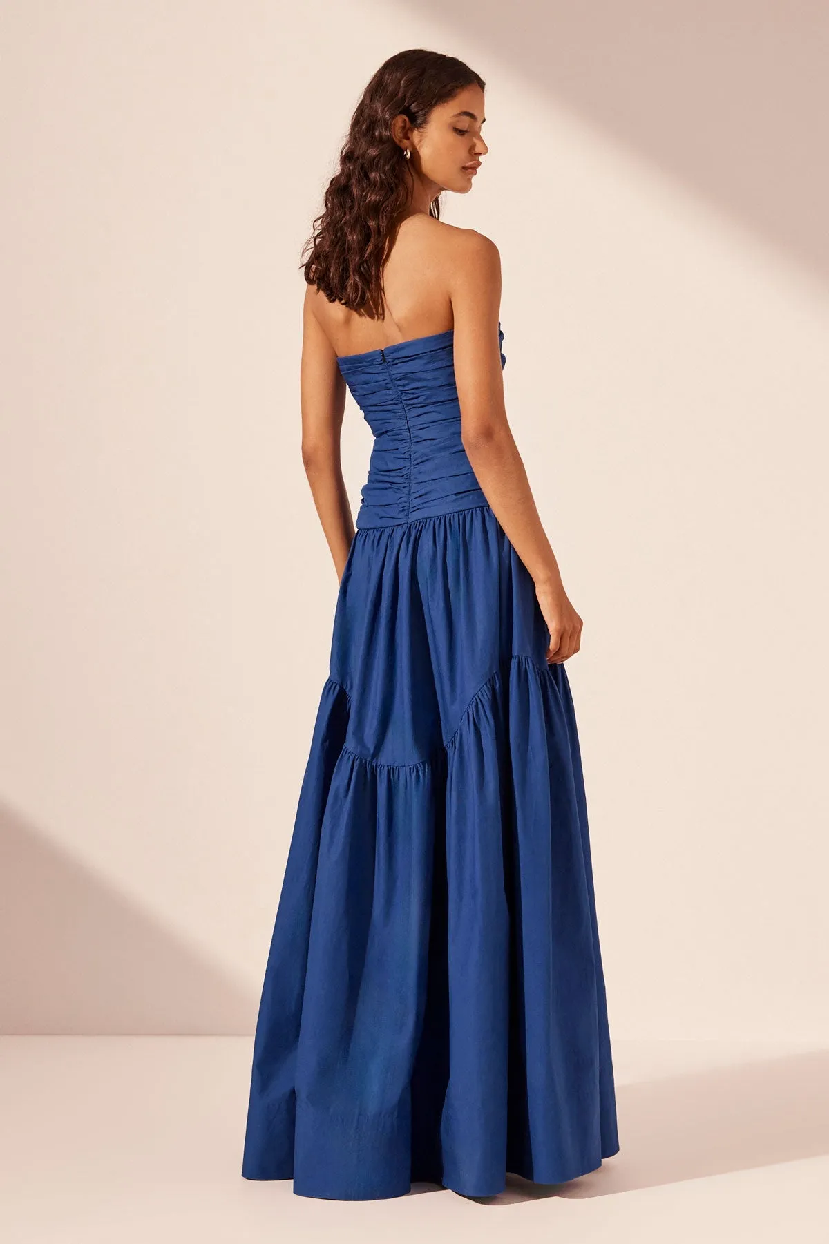 MAIORI CONTOUR RUCHED MAXI DRESS - AZURE