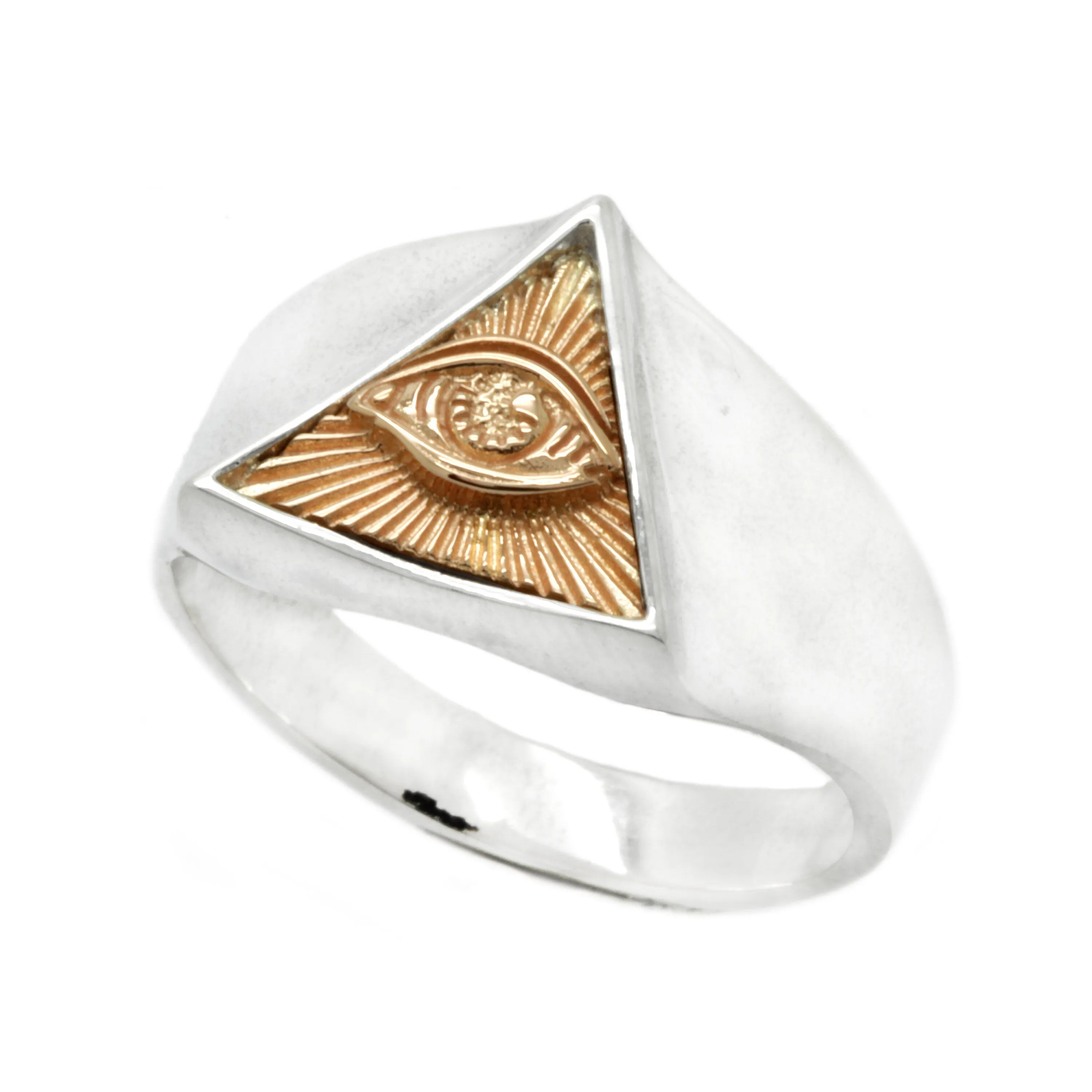 Masonic Freemasonry All Seeing Eye Triangle Silver Ring