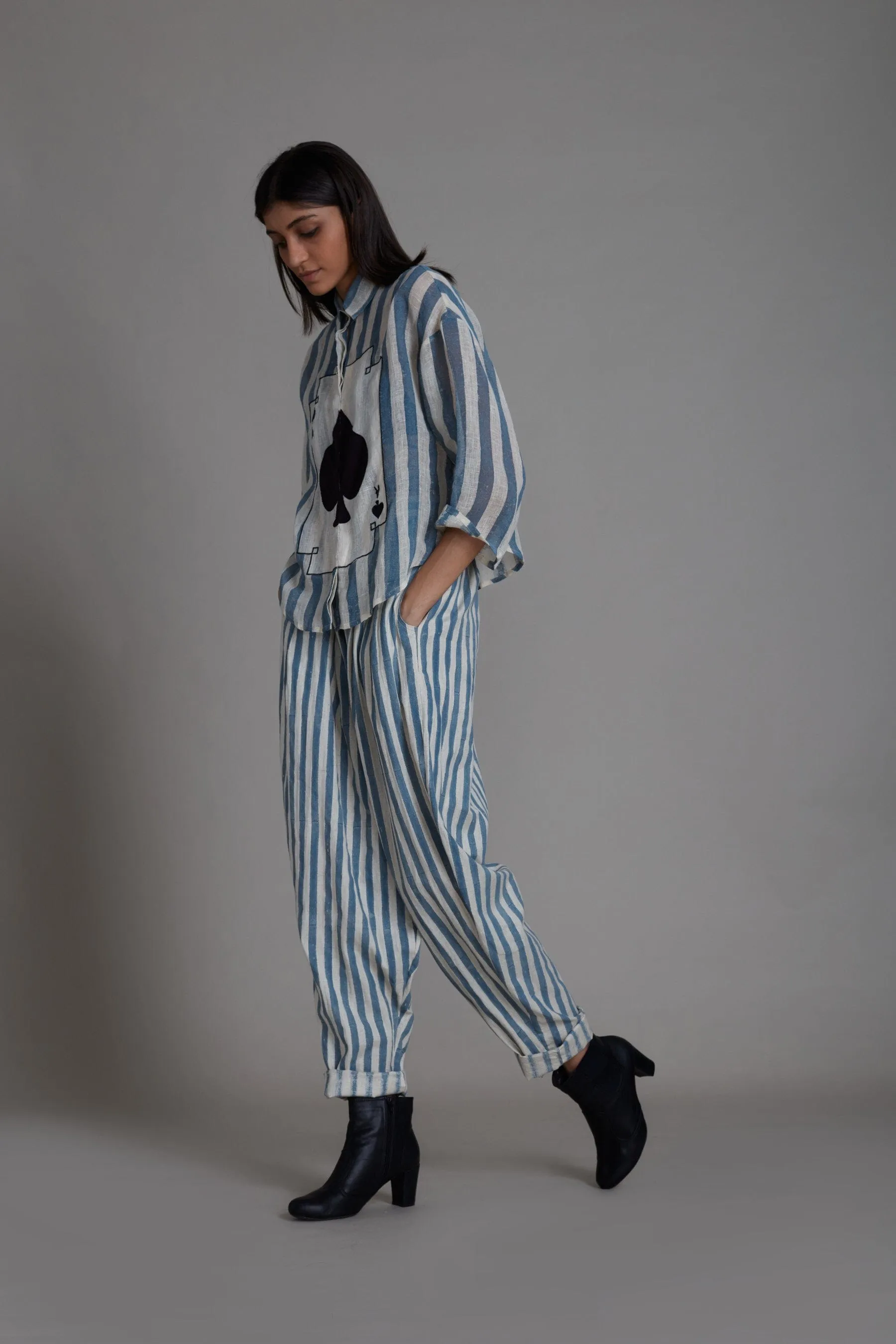 Mati Ikka Co-Ord Set-Blue stripe (2 PCS)