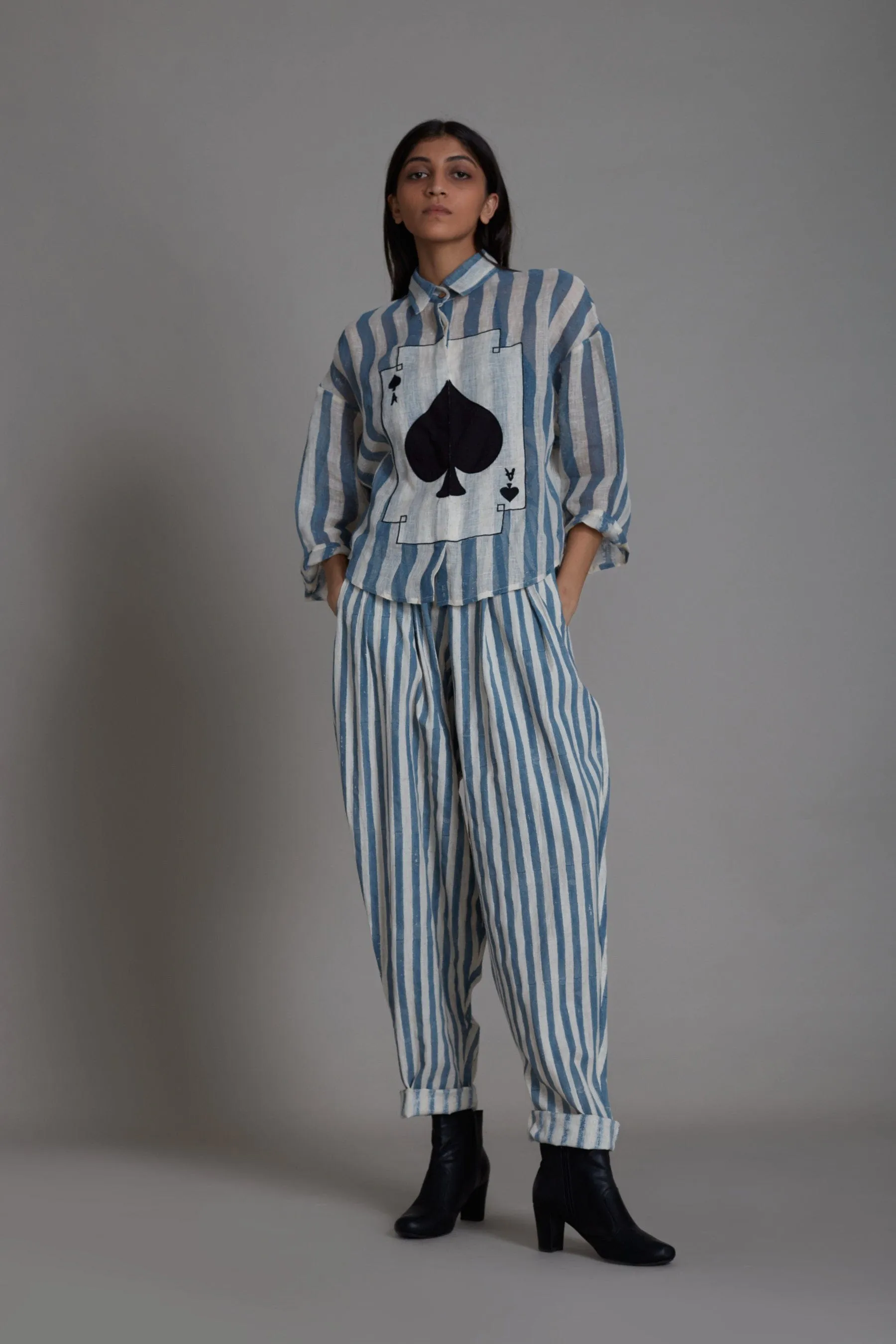 Mati Ikka Co-Ord Set-Blue stripe (2 PCS)