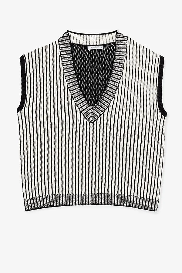 Melina Vest - Striped Cotton :: Black/Ivory