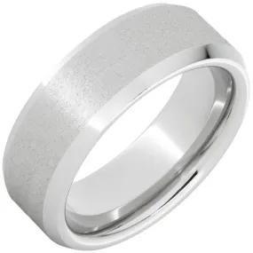 Men's Beveled Edge Stone Finish Wedding Band