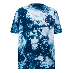 Men's Embroidered Oversized Navy Blue Tie-Dye Tee