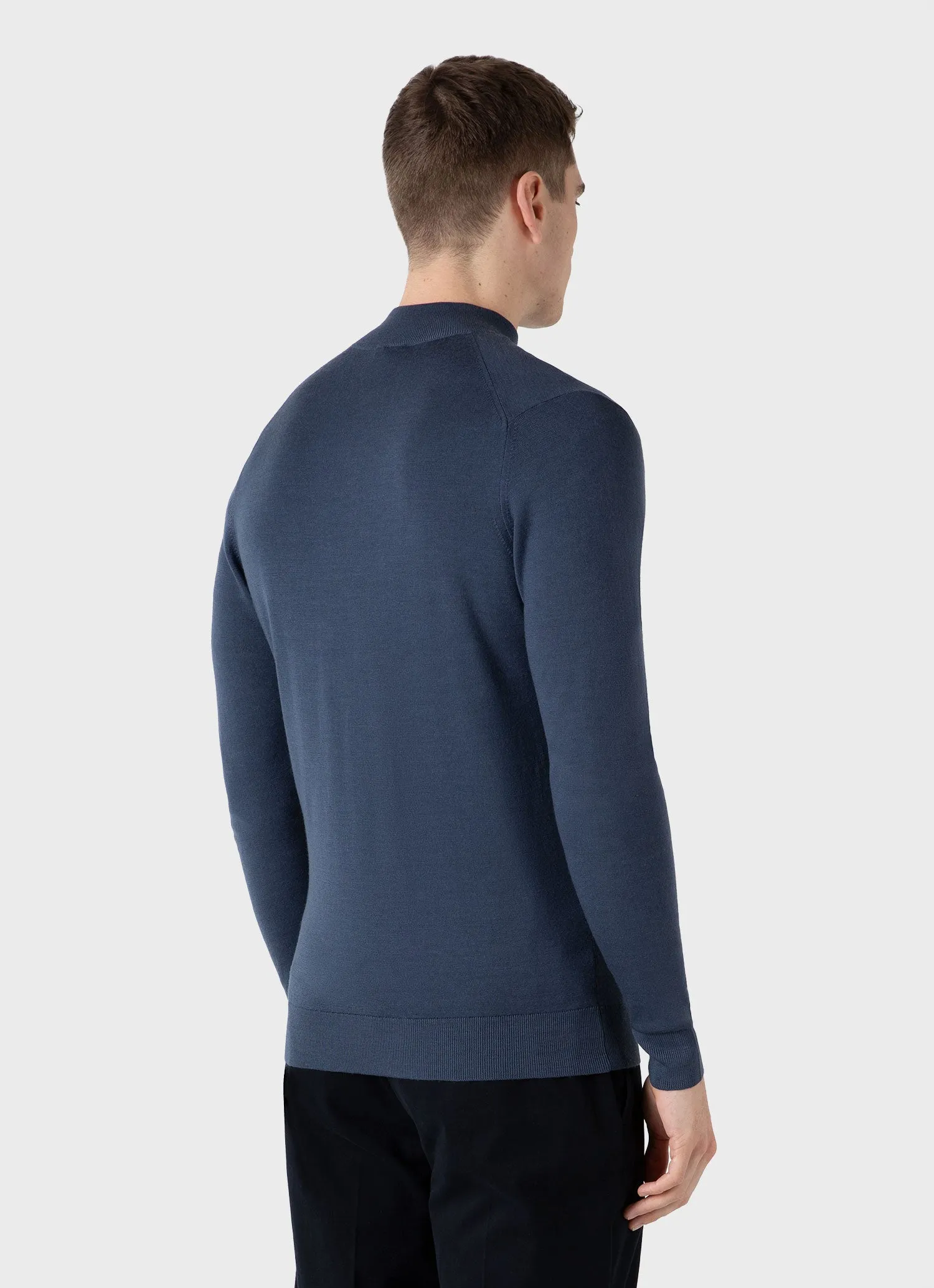 Men's Extra-Fine Merino Zip Neck in Slate Blue