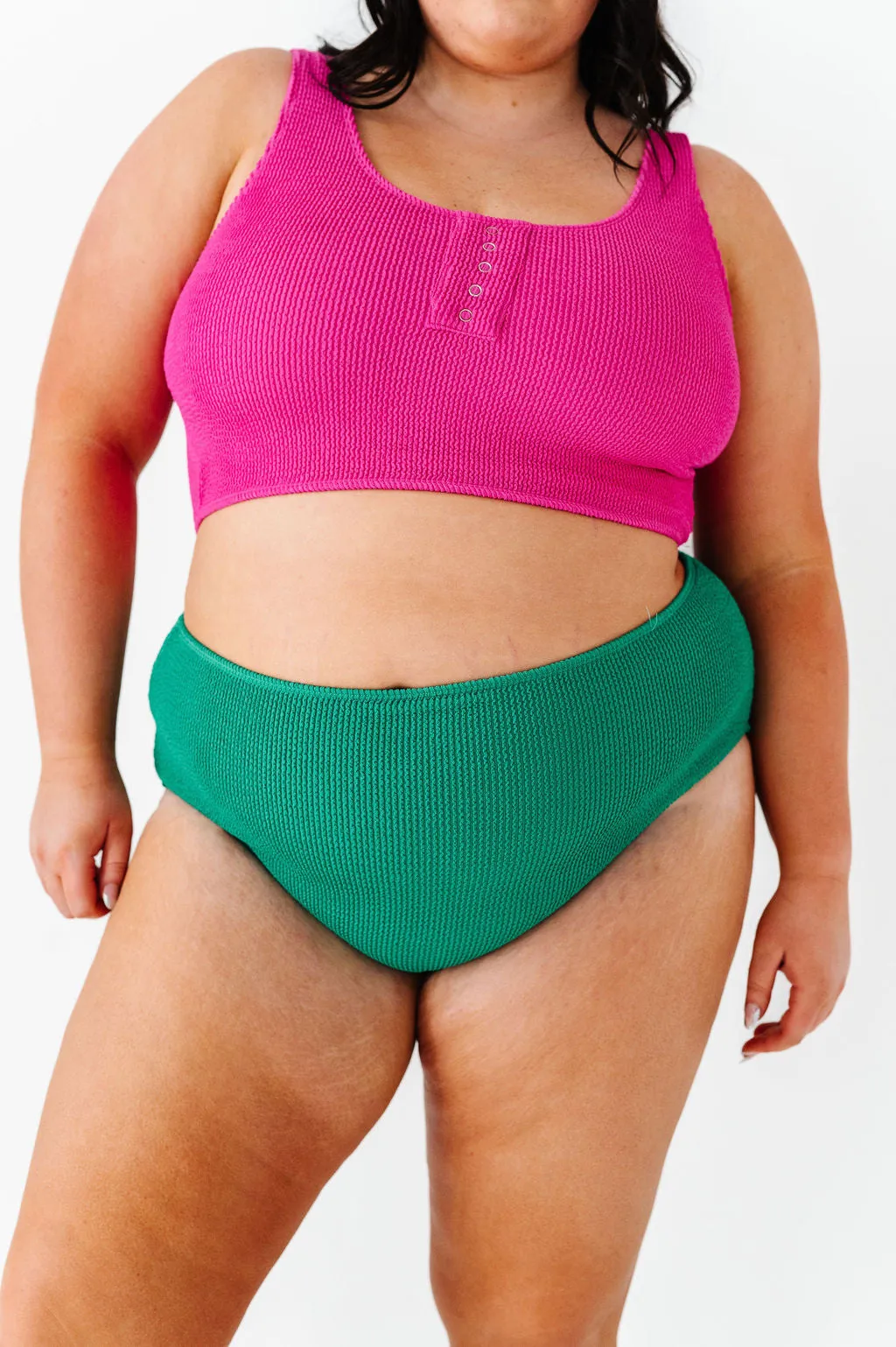 Mid Rise Textured Bottoms in Kelly Green