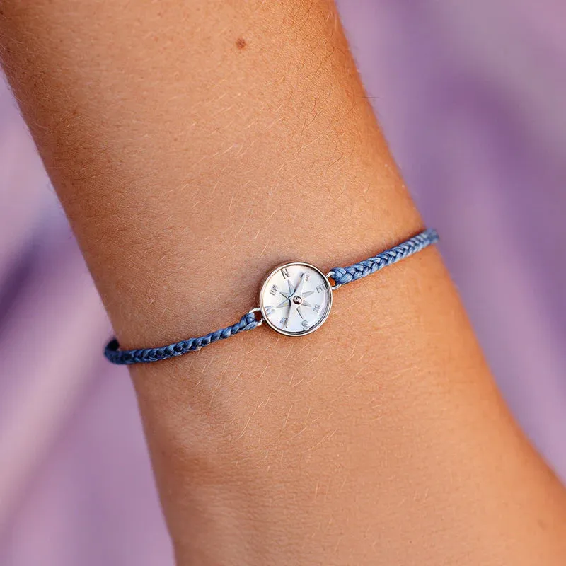 MOP Compass Silver Bracelet Columbia Blue