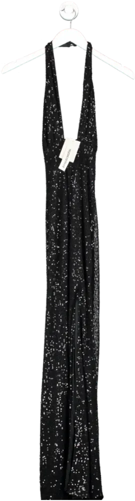 NA-KD Black Halterneck Keyhole Detail Maxi Dress UK XS