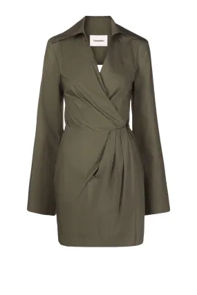 Nanushka Esma Wrap Dress - Khaki