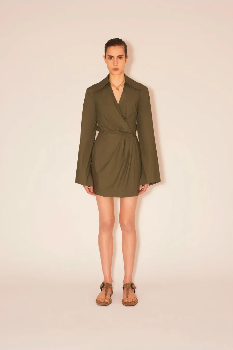 Nanushka Esma Wrap Dress - Khaki