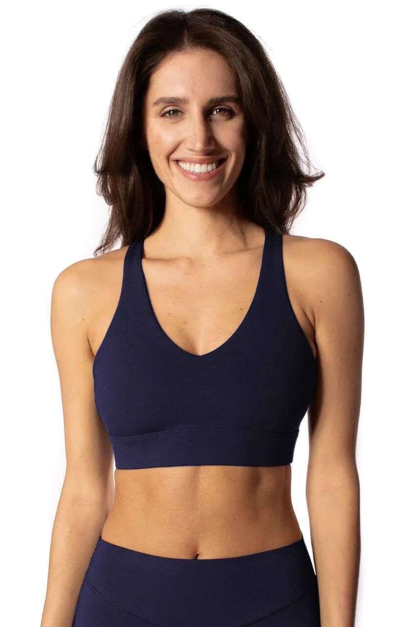 Navy Crossover Sports Bra