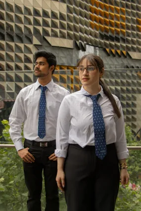 Navy Tie with Silver Pixels