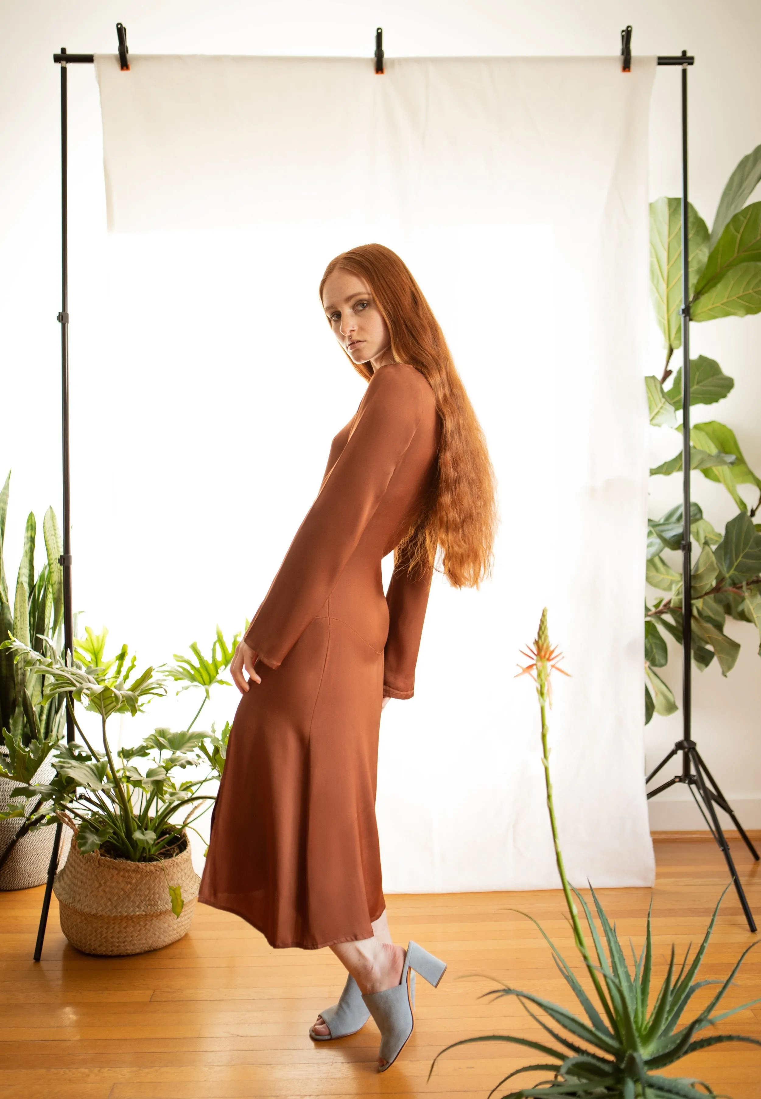 Nina Dress / Sugar Almond Brown Silk