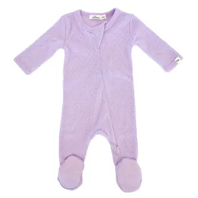 oh baby! Pointelle Zipper Footie - Lilac Heather