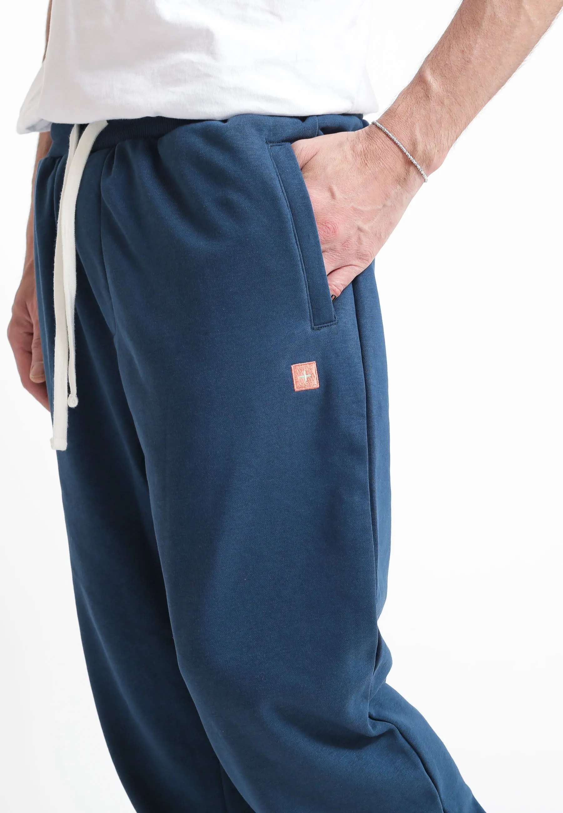 Pantalone Felpa Tasche Zip Tessuto Riciclato Sailor Blue