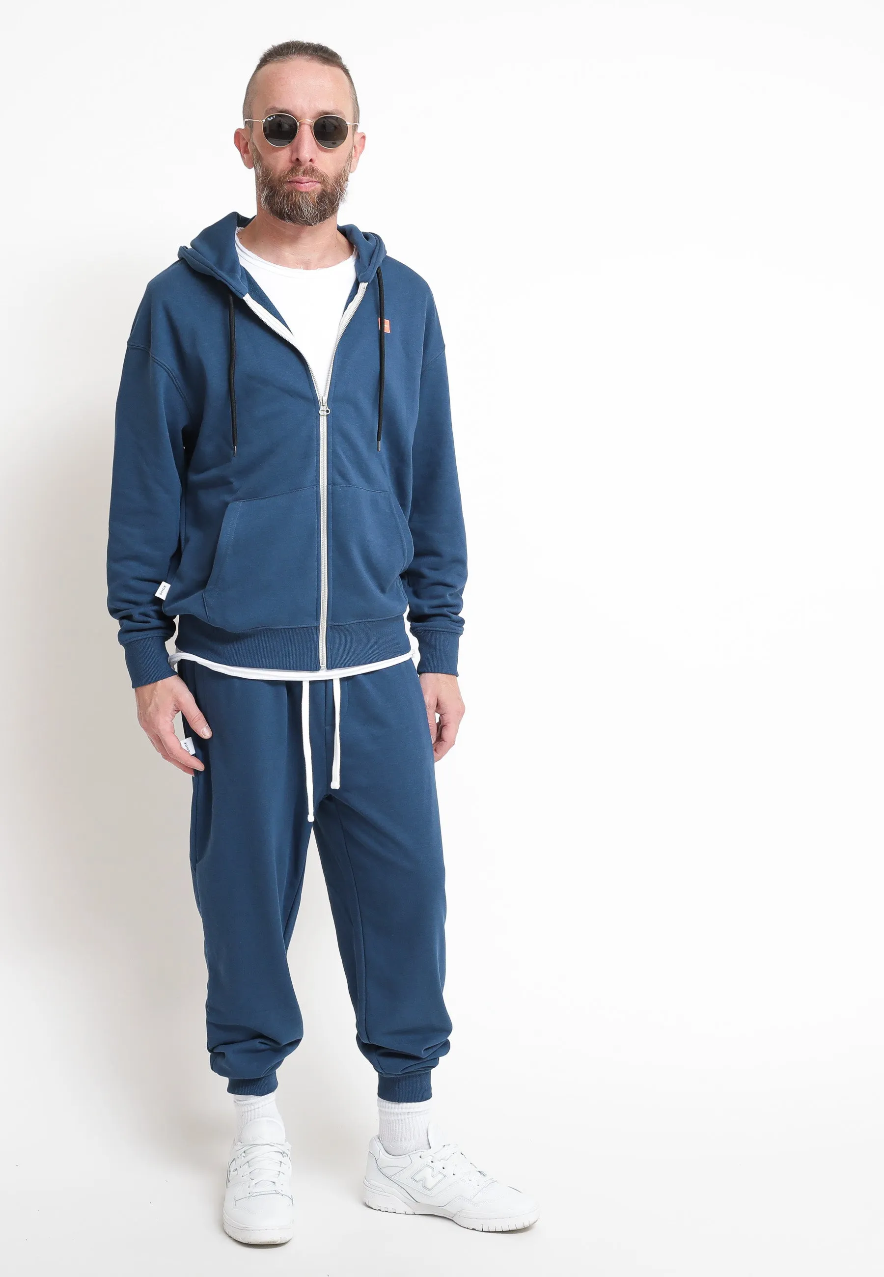 Pantalone Felpa Tasche Zip Tessuto Riciclato Sailor Blue