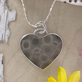 Petoskey Stone Heart Pendant Necklace