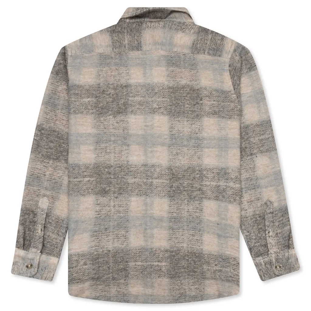 Plaid Knit Shirt - Grey