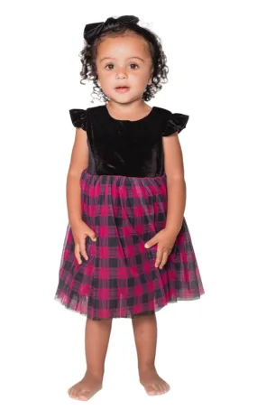 Popatu Baby Girl's & Little Girl's Velvet Plaid Dress