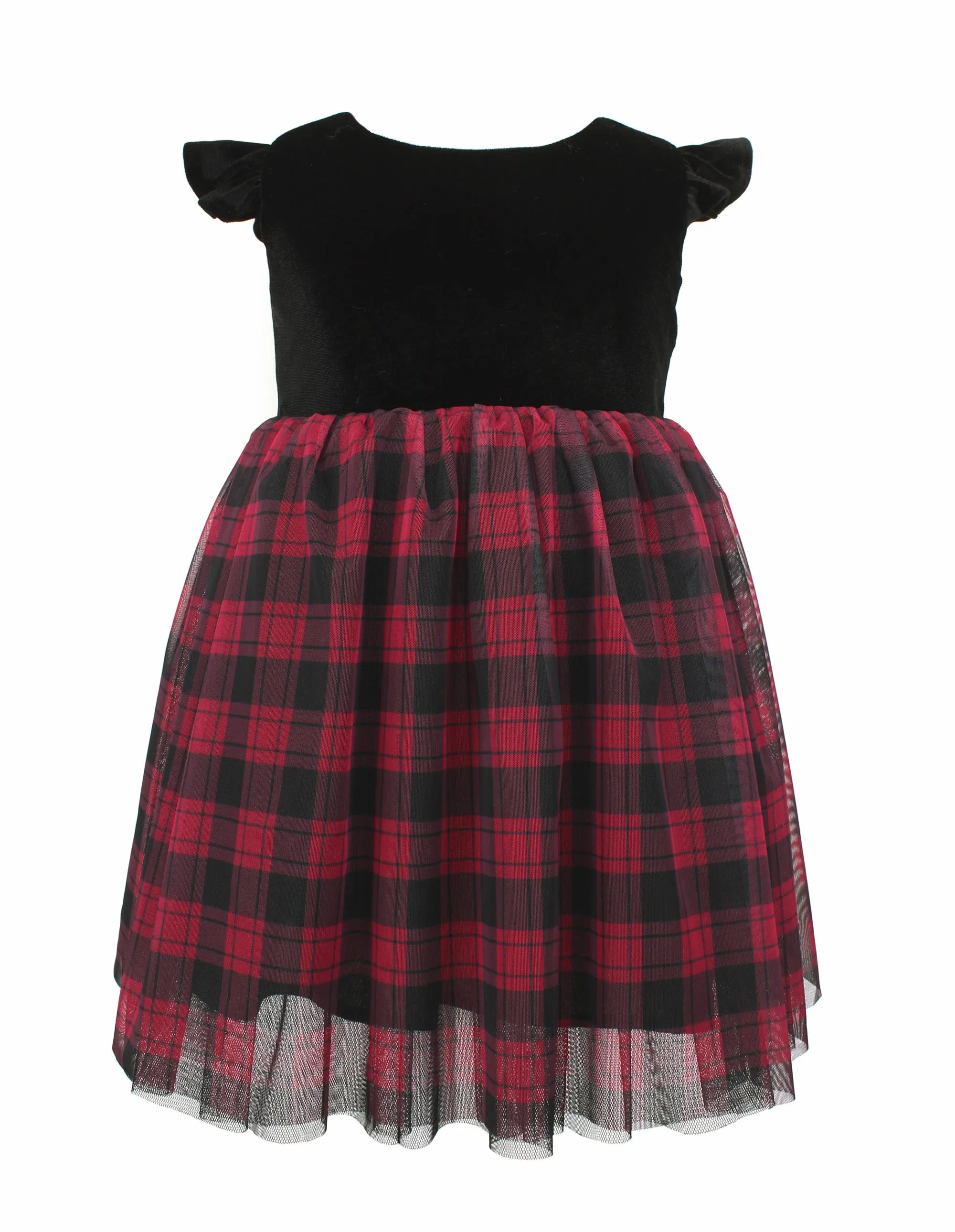 Popatu Baby Girl's & Little Girl's Velvet Plaid Dress