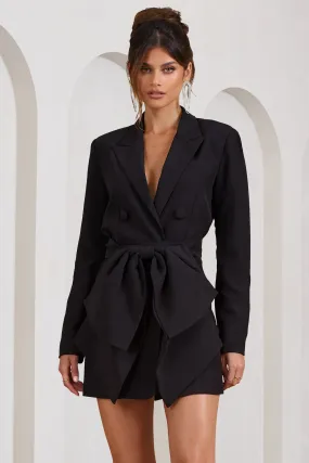 Prized | Black Tailored Blazer Mini Dress With Bow