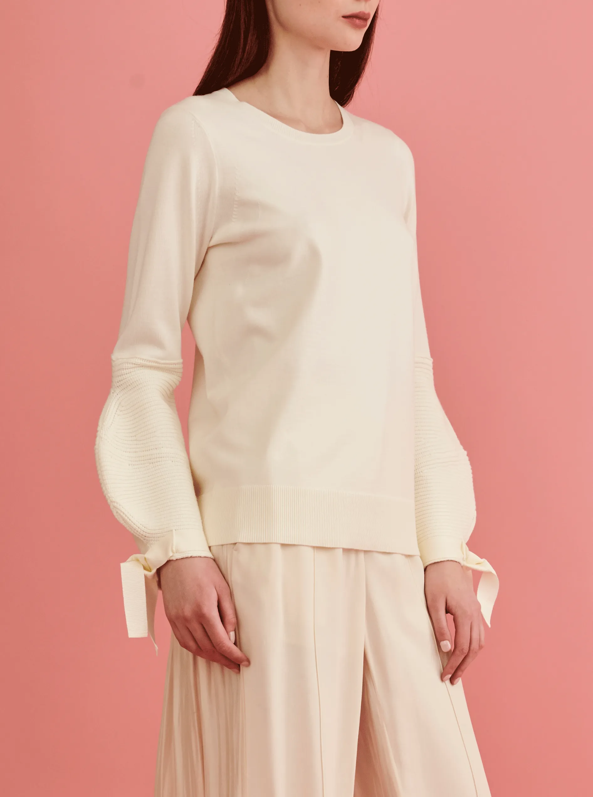 PUFF SLEEVE PULLOVER, CREAM