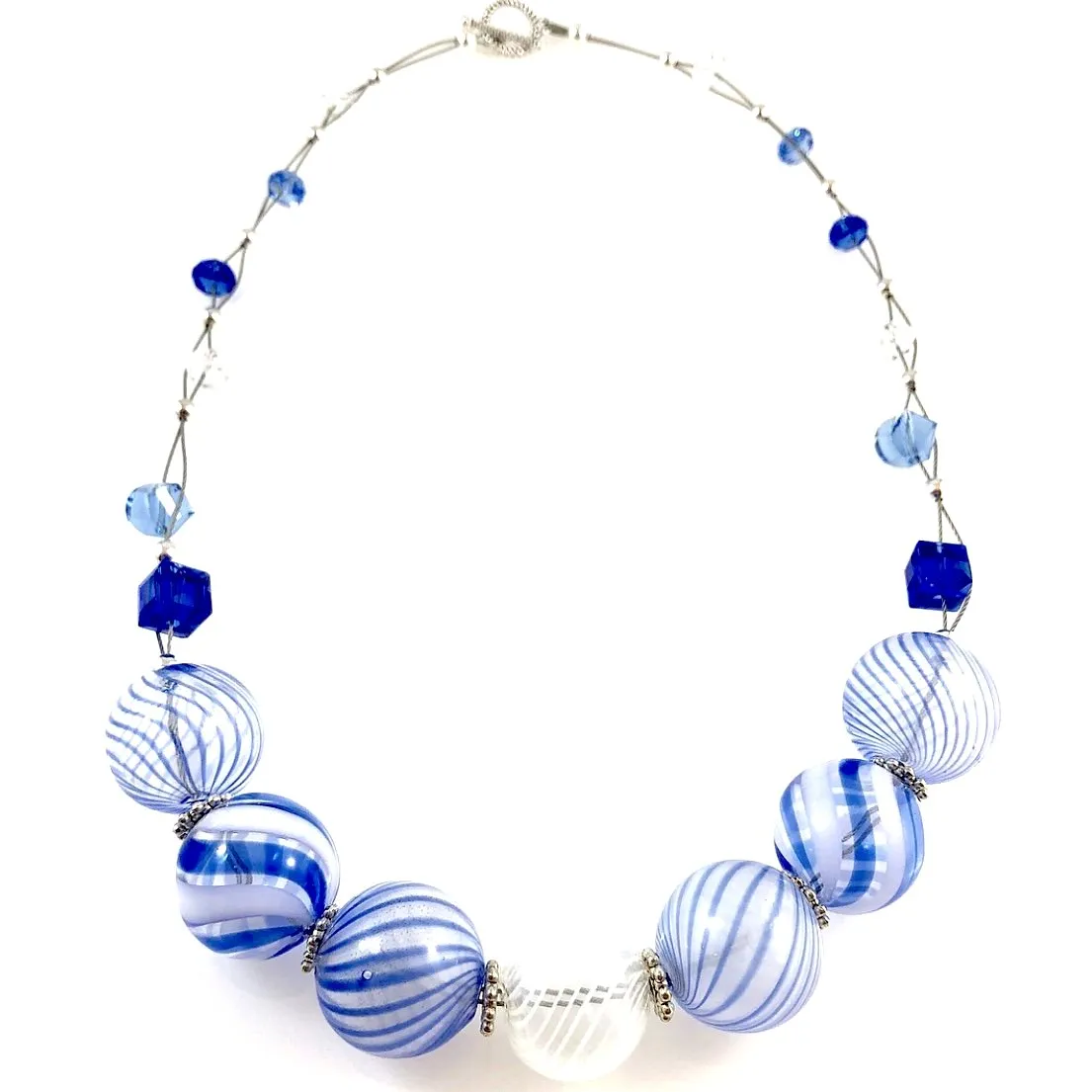 "Blown Glass Orb" Necklace (blue)