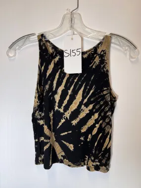 S155 Sample Mudmee Tie Dye Flow Cropped Tank Top One Size Black and White