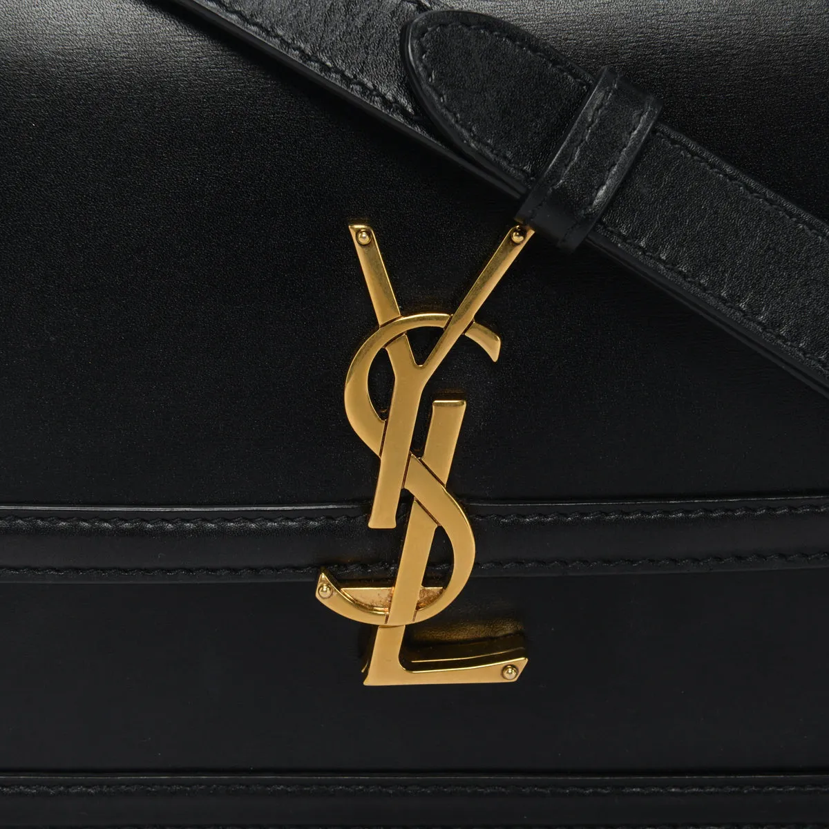 Saint Laurent Black Box Calf Medium Solferino Satchel Bag