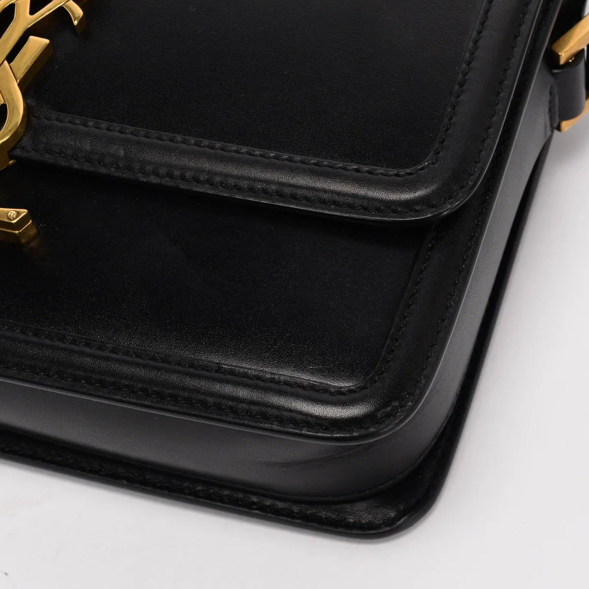 Saint Laurent Black Box Calf Medium Solferino Satchel Bag