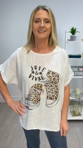 Sally - White Leopard Graphic Top