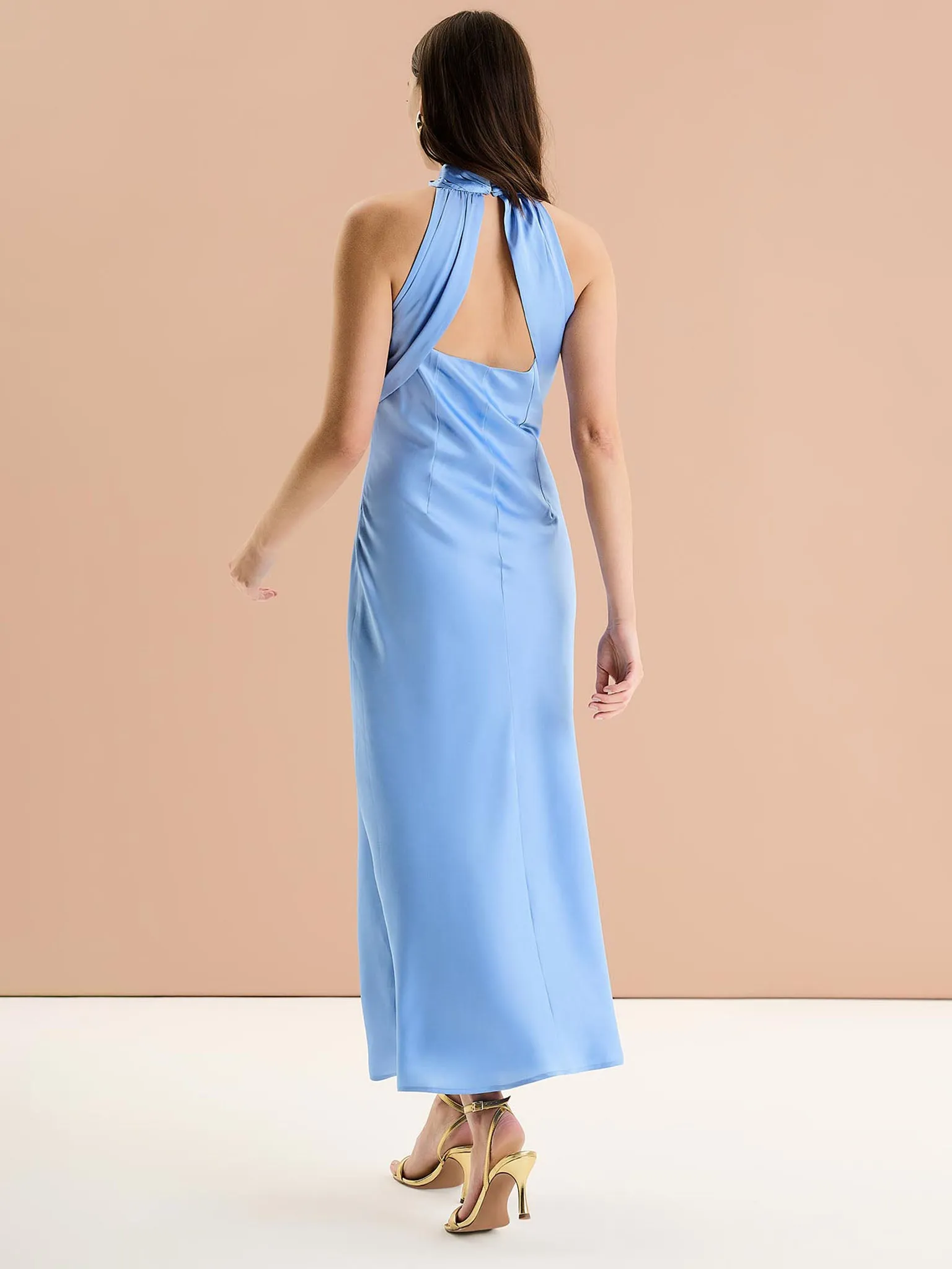 Seychelles Drape Back Detail Dress in Light Blue