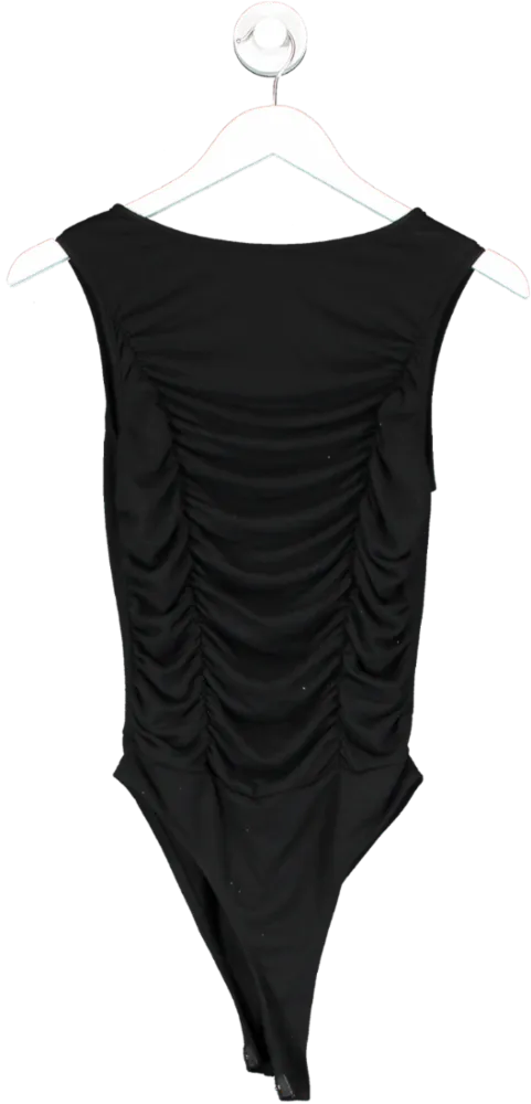 SHEIN Black Ruched Bodysuit UK S