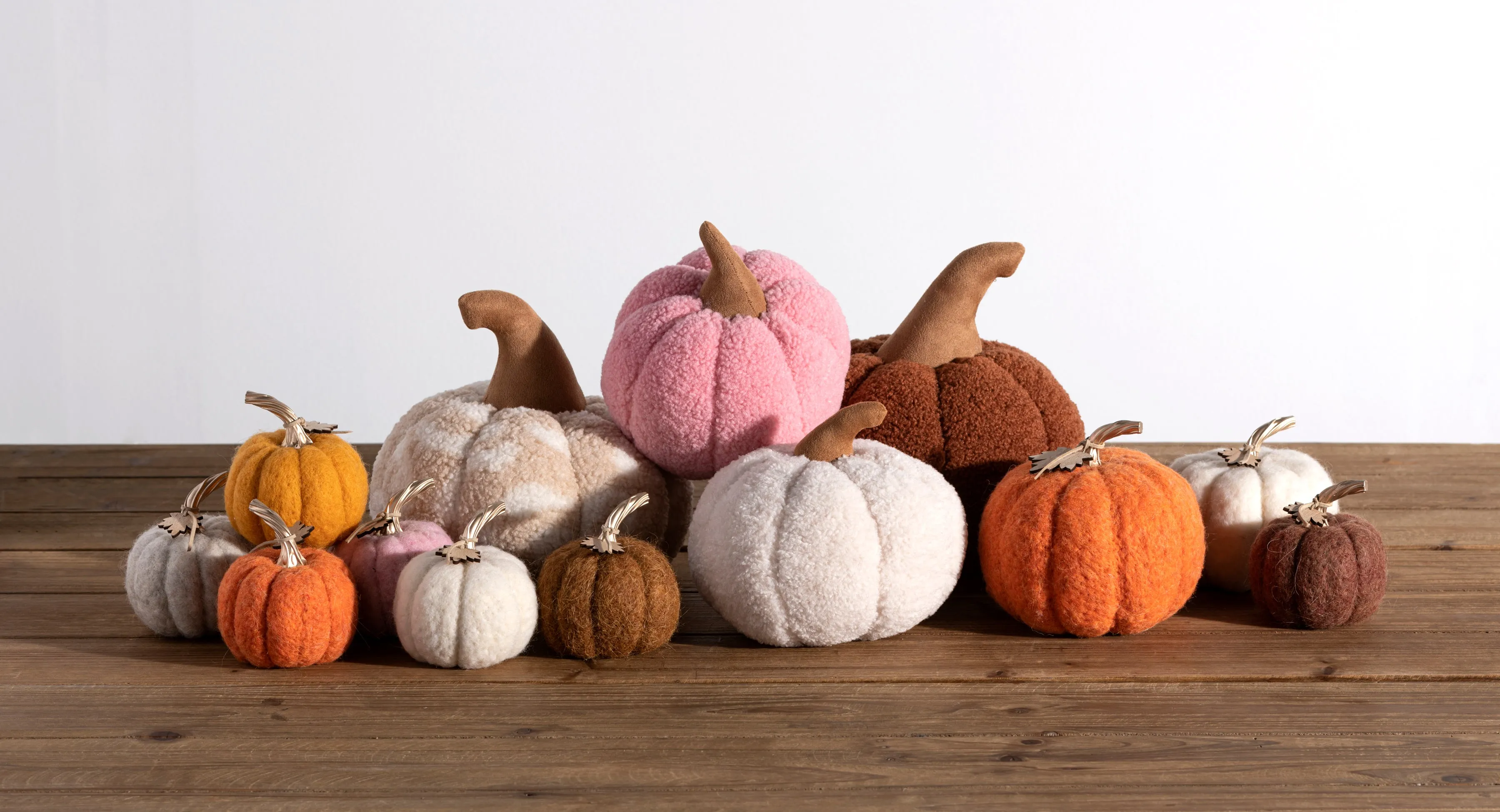 Shiraleah Assorted Set Of 6 Felt Decorative Pumpkins, Multi by Shiraleah