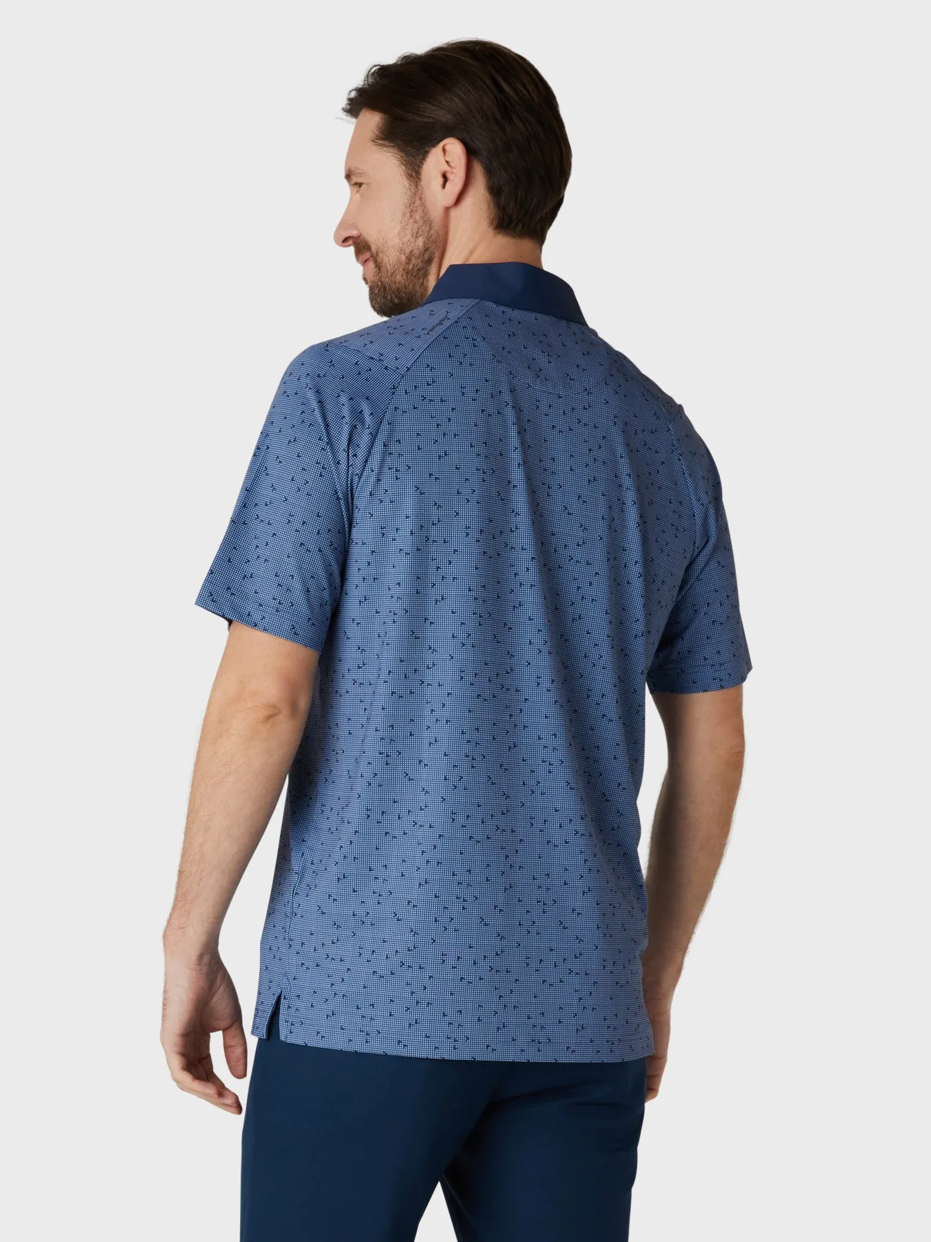 Short Sleeve Chev All Over Trademark Print Polo Shirt In Peacoat