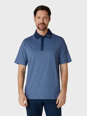 Short Sleeve Chev All Over Trademark Print Polo Shirt In Peacoat