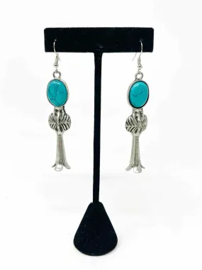 Silver/Blue Southwest Metal Jewelry Earrings