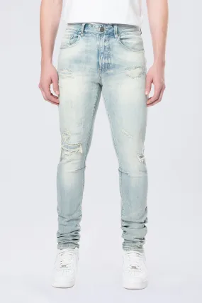 Slim Tapered Vintage Washed Jeans - Elm Blue