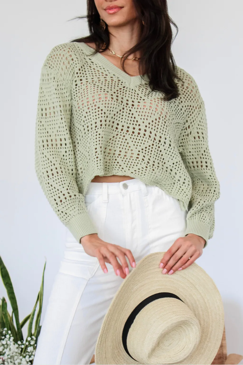 Slipped Away Lightweight Sweater in Sage