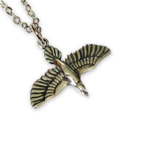 Soaring Raven In Flight Pendant Necklace